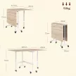 Összecsukható étkezőasztal, akár 6 fő részére, 6 görgővel és fékekkel, kis helyekre, tölgyfa
