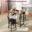 3 részes étkezőgarnitúra bárasztallal és 2 székkel, kis konyhabútor oldalsó polcokkal, MDF, fém, fekete