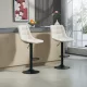 Modern bárszék szett, 2 db forgó bárszék háttámlával, állítható magasságú, lábtartóval, kárpitozott, bézs színű
