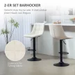 Modern bárszék szett, 2 db forgó bárszék háttámlával, állítható magasságú, lábtartóval, kárpitozott, bézs színű