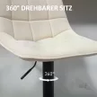 Modern bárszék szett, 2 db forgó bárszék háttámlával, állítható magasságú, lábtartóval, kárpitozott, bézs színű
