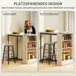 3 darabos bárasztal szett, 1 pult, 2 szék, tárolóhellyel és lábtartókkal, helytakarékos, világosbarna + fekete