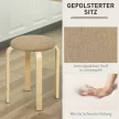 Kárpitozott székek 4 darabos szettben, rakásolható, lakkozott felület, fa lábak, khaki színben