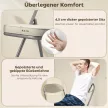 4 darabos kárpitozott összecsukható szék szett, összecsukható székek kordbársony huzattal, háttámlával, fém vázzal, krémfehér