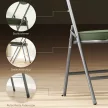  4er-Set gepolsterte Klappstühle, Faltbare Stühle mit Cordbezug, Rückenlehne, Metallrahmen, Grün