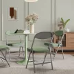  4er-Set gepolsterte Klappstühle, Faltbare Stühle mit Cordbezug, Rückenlehne, Metallrahmen, Grün