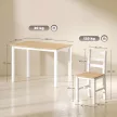 5 darabos étkezőgarnitúra 4 főre, vidéki stílusú étkezőasztal és székek tömör fából, natúr/fehér