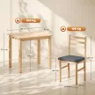  3-teiliges Esstisch-Set mit 2 Stühlen, Küchentisch für kompakte Räume, gepolsterte Stühle, platzsparend, MDF, Naturholz