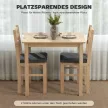  3-teiliges Esstisch-Set mit 2 Stühlen, Küchentisch für kompakte Räume, gepolsterte Stühle, platzsparend, MDF, Naturholz