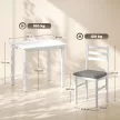 3 részes étkezőasztal szett 2 székkel, konyhaasztal kompakt terekbe, kárpitozott székek, helytakarékos, MDF, fehér