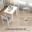 3 részes étkezőasztal szett 2 székkel, konyhaasztal kompakt terekbe, kárpitozott székek, helytakarékos, MDF, fehér