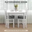 3 részes étkezőasztal szett 2 székkel, konyhaasztal kompakt terekbe, kárpitozott székek, helytakarékos, MDF, fehér