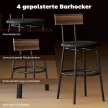 5 részes bárasztal szett 4 székkel, ipari formatervezés, konyhába, étkezőbe, fa, acél, barna