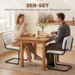 2 darabos modern konzolos étkezőszék szett magas háttámlával, teddy fleece hatású konyhába, étkezőasztalhoz, krémszínű