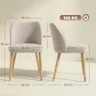 2 db étkezőszék szett vászonhatású és gumifa kivitelben, kárpitozott ülőfelülettel, ívelt háttámlával, krémszínű