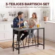Bárasztal bárszék szettel, pultasztal 2 kárpitozott bárszékkel lábtartóval étkezőbe, kis hely, szürke