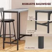 Bárasztal bárszék szettel, pultasztal 2 kárpitozott bárszékkel lábtartóval étkezőbe, kis hely, szürke