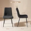 Étkezőszékek, 2 db-os szett, bársony kárpitos konyhaszékek fém lábakkal, sötétszürke