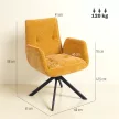 Kárpitozott karosszék, kiegészítő fotel, modern dizájn, forgó, 120 kg-ig, sárga