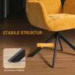 Kárpitozott karosszék, kiegészítő fotel, modern dizájn, forgó, 120 kg-ig, sárga