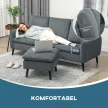 Sarokkanapé, 3 személyes kanapé lábtartóval, szövet huzat, L alakú kanapégarnitúra, sötétszürke