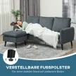 Sarokkanapé, 3 személyes kanapé lábtartóval, szövet huzat, L alakú kanapégarnitúra, sötétszürke