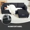 Sarokkanapé, L alakú 3 személyes kanapé heverővel, fa váz, 8 láb, kordbársony szövet, habszivacs bélés, szürke