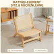 Rattan szék, olvasószék, fa váz, széles ülőfelület, 64 x 70 x 74 cm, natúr fa