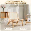 Rattan szék, olvasószék, fa váz, széles ülőfelület, 64 x 70 x 74 cm, natúr fa