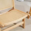 Rattan szék, olvasószék, fa váz, széles ülőfelület, 64 x 70 x 74 cm, natúr fa