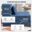 Padlókanapé, kárpitozott kanapé, matraccá alakítható, habszivacs, párnák, sötétkék