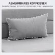 Padlókanapé, kárpitozott kanapé, matraccá alakítható, habszivacs, párnák, világosszürke