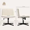  Homeoffice Stuhl höhenverstellbar Drehstuhl mit Leinenoptik Schneidersitz-Stuhl bis 120 kg belastbar, Cremeweiß