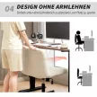  Homeoffice Stuhl höhenverstellbar Drehstuhl mit Leinenoptik Schneidersitz-Stuhl bis 120 kg belastbar, Cremeweiß