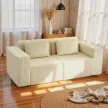 3-Sitzer-Sofa, weiche Schaumstoffstruktur, breite Armlehnen, 2 Kissen, Cordbezug, Beige