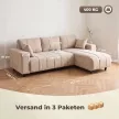 L alakú sarokkanapé rugalmas heverővel, 3 személyes kanapé 2 párnával, fém váz, nappaliba, bézs