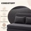 Padlófotel háttámlával, kordbársony összecsukható kanapé vendégágyként, állítható háttámla, széles ülés, sötétszürke