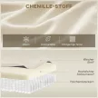 3-Sitzer-Sofa, 260 cm Chenille-Sofa mit breiter Sitzfläche, Federkernpolsterung, hochdichtem Schaumstoff, 3 Kissen creme