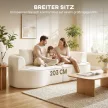 3-Sitzer-Sofa, 260 cm Chenille-Sofa mit breiter Sitzfläche, Federkernpolsterung, hochdichtem Schaumstoff, 3 Kissen creme