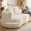3-Sitzer-Sofa, 260 cm Chenille-Sofa mit breiter Sitzfläche, Federkernpolsterung, hochdichtem Schaumstoff, 3 Kissen creme