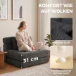 2 az 1-ben csont nélküli felhőpadlós fotel, összecsukható fotel kordbársony hatású ágyéki párnával, sötétszürke