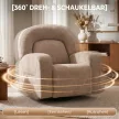 Dönthető fotel, 360°-ban forgatható, felhőszerű bársonyhuzattal, széles ülőfelülettel, nappaliba, khaki