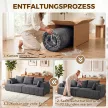 3 személyes kanapé, Cloud kanapé zseníliából, vastag rugós kárpitozással, széles és mély ülőfelülettel, széles karfákkal, párnákkal, szürke