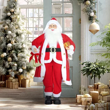    Weihnachtsmann 1,15 m stehende Weihnachtsmann mit Geschenk- und Weihnachtsglock Indoor, Rot