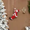  Weihnachtsmann 60 cm Singend und Kletternd Weihnachtsmann mit Geschenk Seil Soundfunktion Indoor, Rot