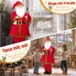  Weihnachtsmann 120 cm Nikolaus Figur mit Beweglichem Kopf und Armen, Glocke und Sack, Geräusch- und Berührungssensor