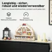 Karácsonyi falu LED világítással, 45 cm-es karácsonyi város hóemberrel, rénszarvassal és fákkal, natúr fa