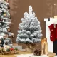  Mini Künstlicher Weihnachtsbaum 60 cm Tannenbaum künstlich mit Schnee, 72 Spitzen 6 Tannenzapfen Zementbasis