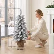 Műfenyő, 90 cm (3 láb), karcsú ceruza alakú fa 107 ágvéggel, juta talp, fehér
