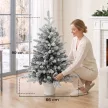 Mini 90 cm-es karácsonyfa 296 ágvéggel, hóhatású cseréppel, mini asztali fa otthonra vagy irodába, fehér